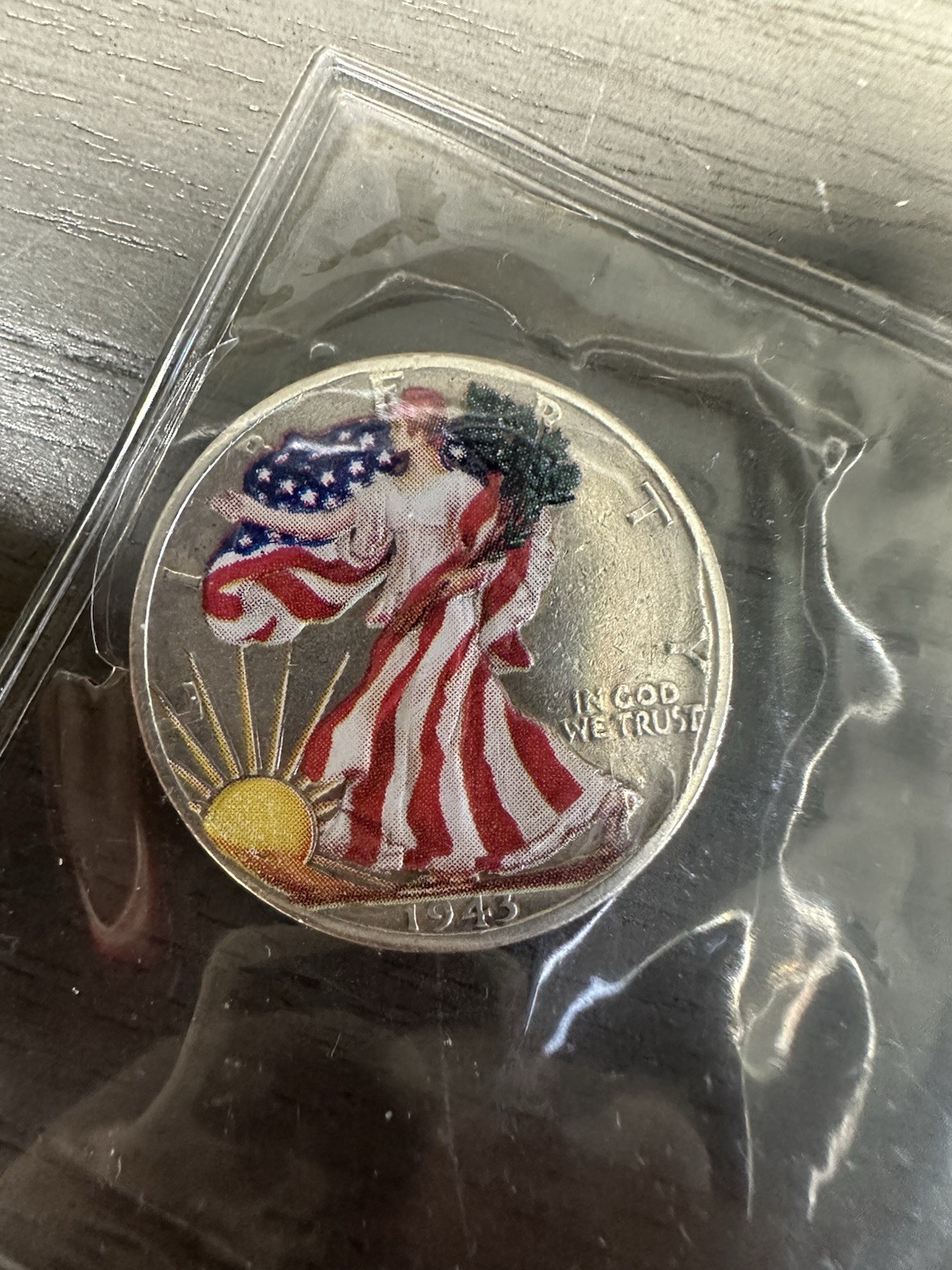 1943 Walking Liberty Silver Half Dollar Colorized .900 Silver Coin w/ Case
