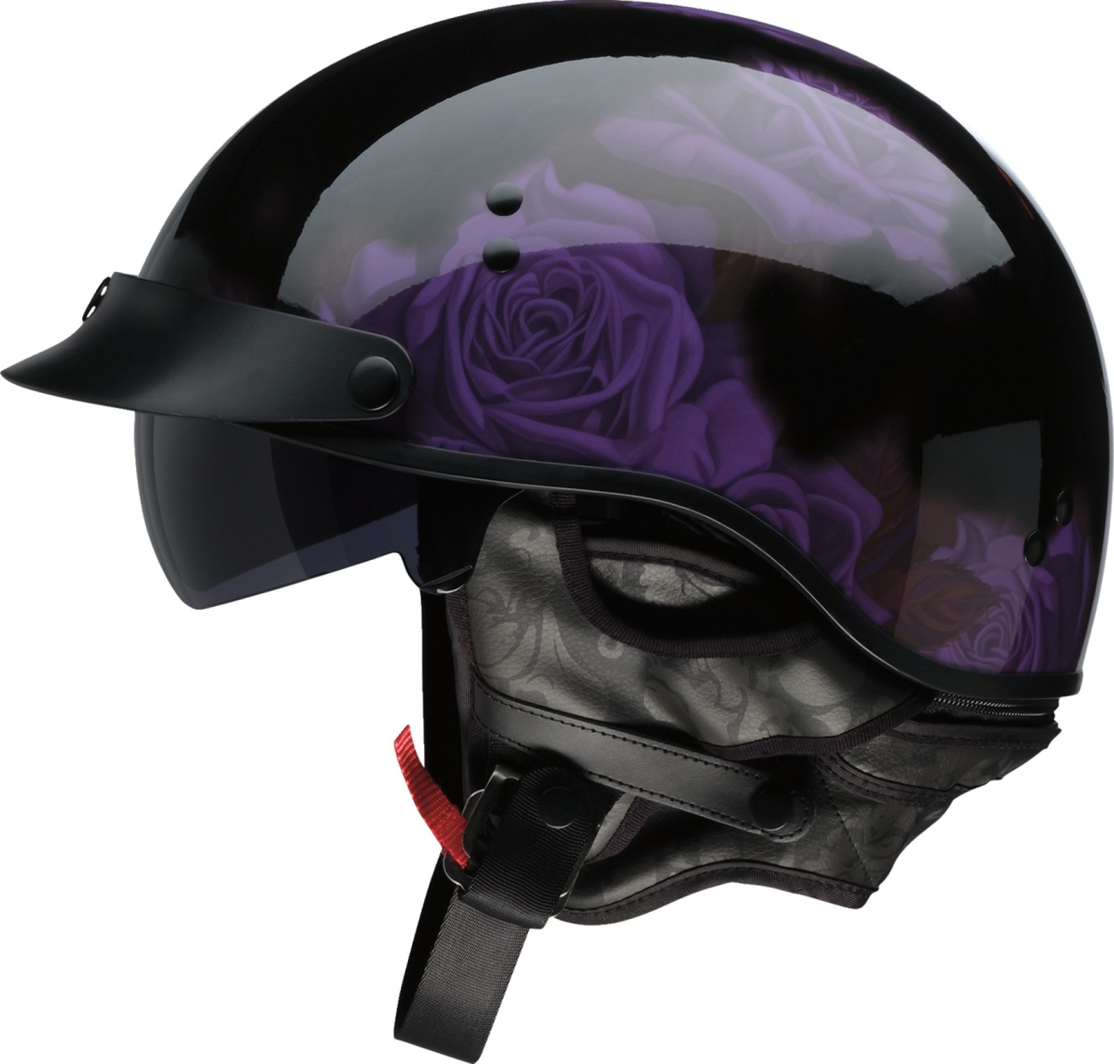Z1R Vagrant Rose NC Motorcycle Half Helmet Black/Purple