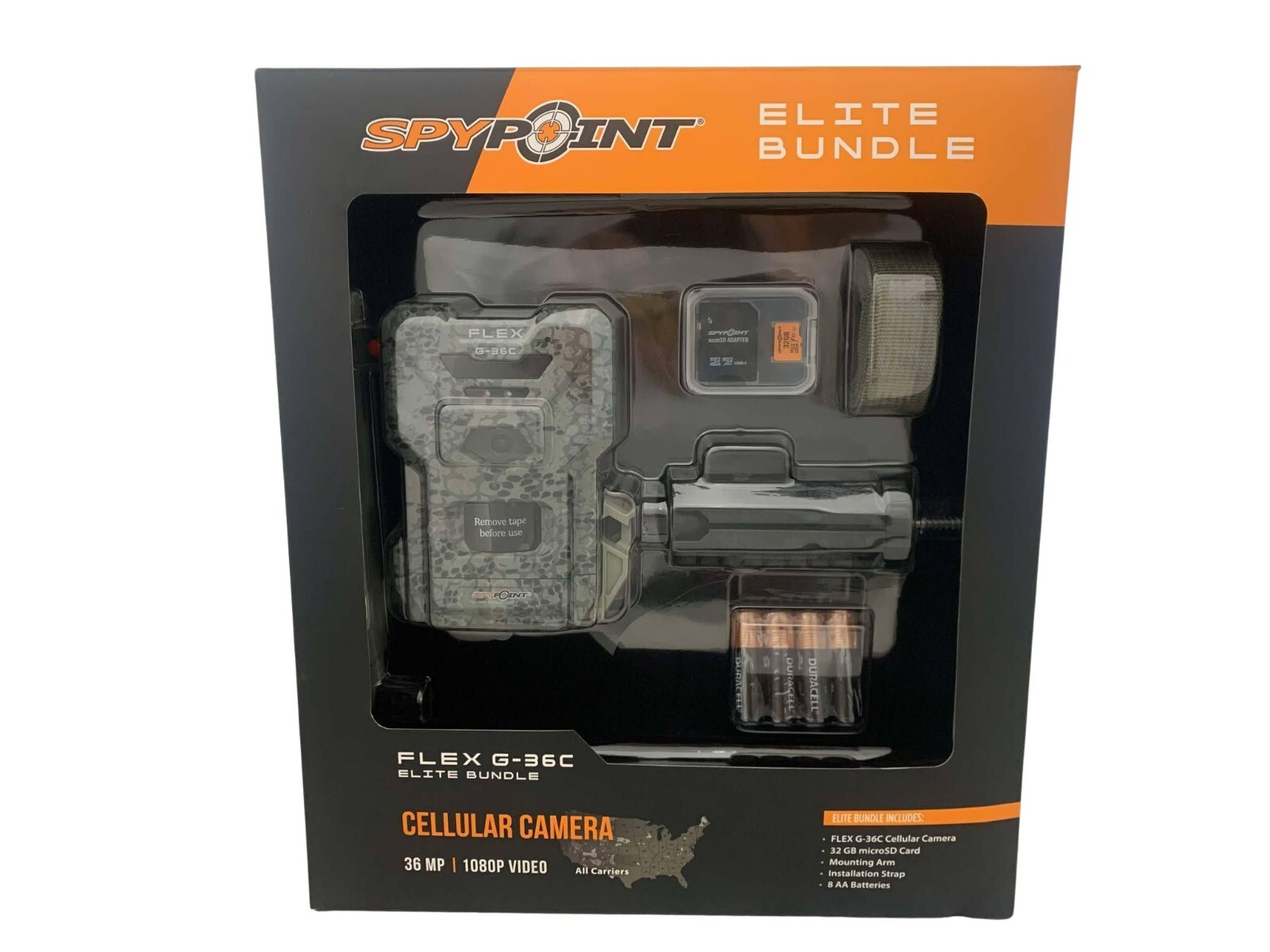 SpyPoint Cellular Camera Flex G-36C Elite Bundle 36 MP 1080P All Carriers No Fee