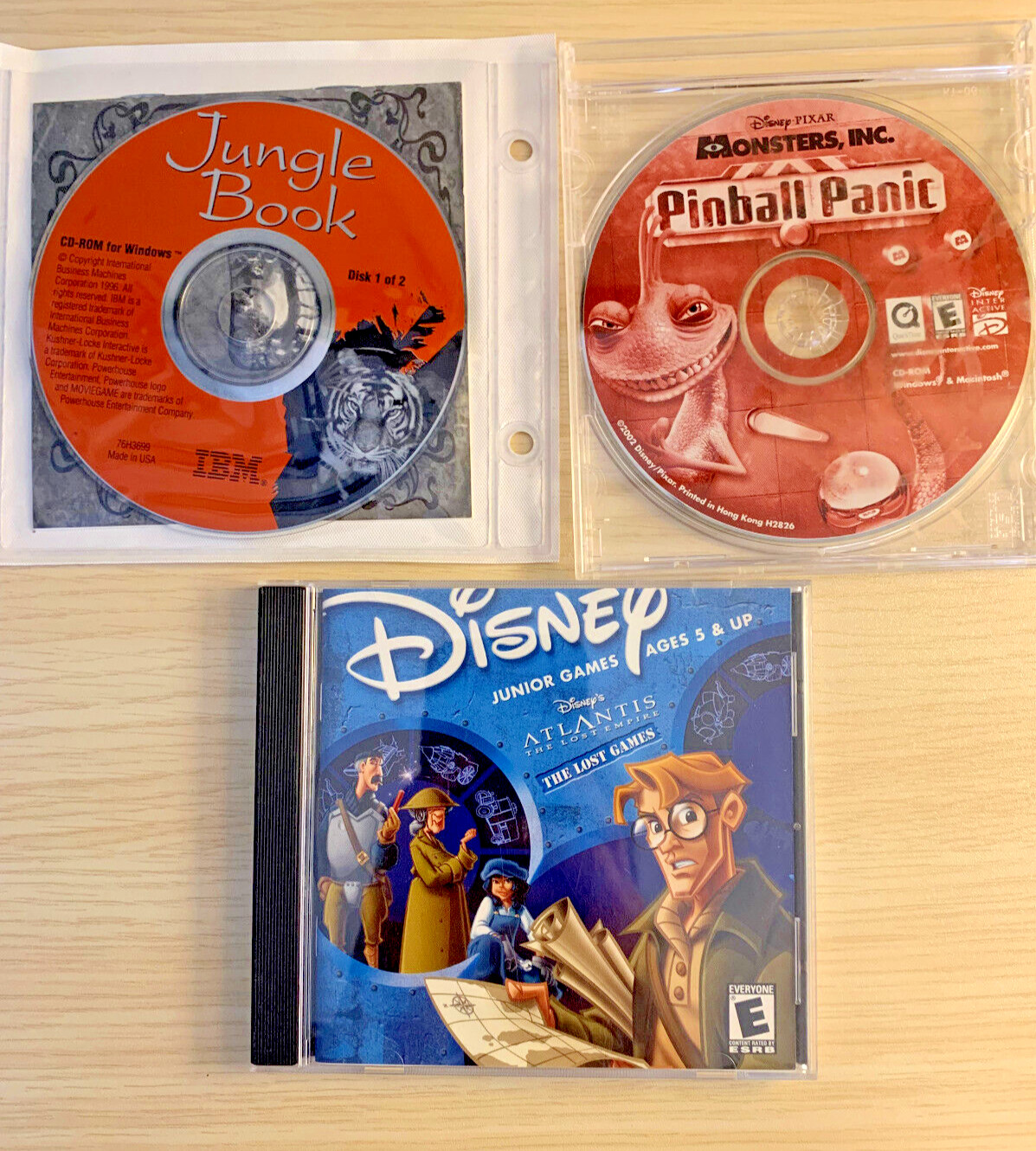 Disney PC Games Lot of 3 The Jungle Book/Atlantis The Lost Empire/Monsters, Inc
