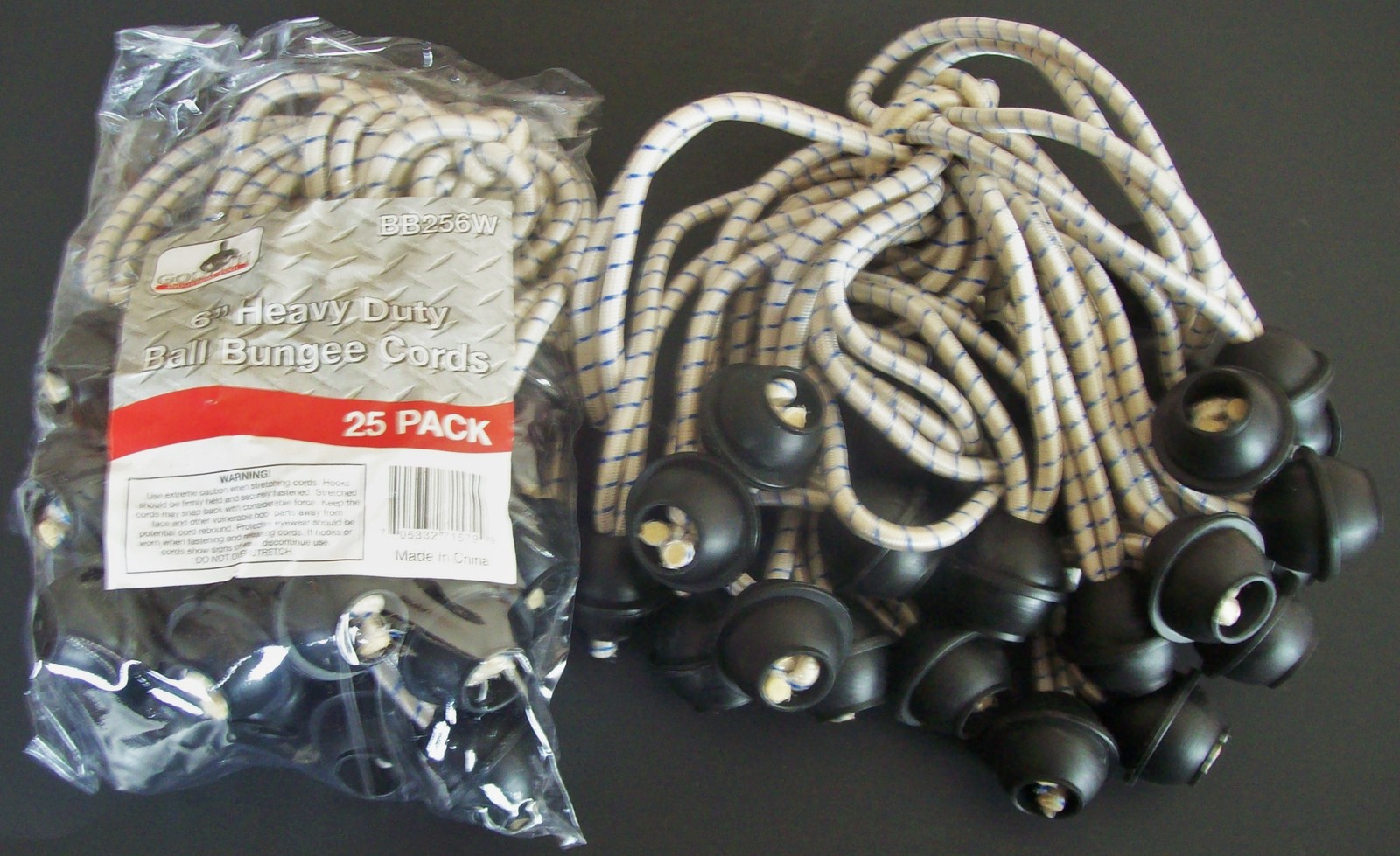 100 GOLIATH INDUSTRIAL 6" WHITE BALL BUNGEE BB256W TIE DOWN TARP STRETCH CORDS