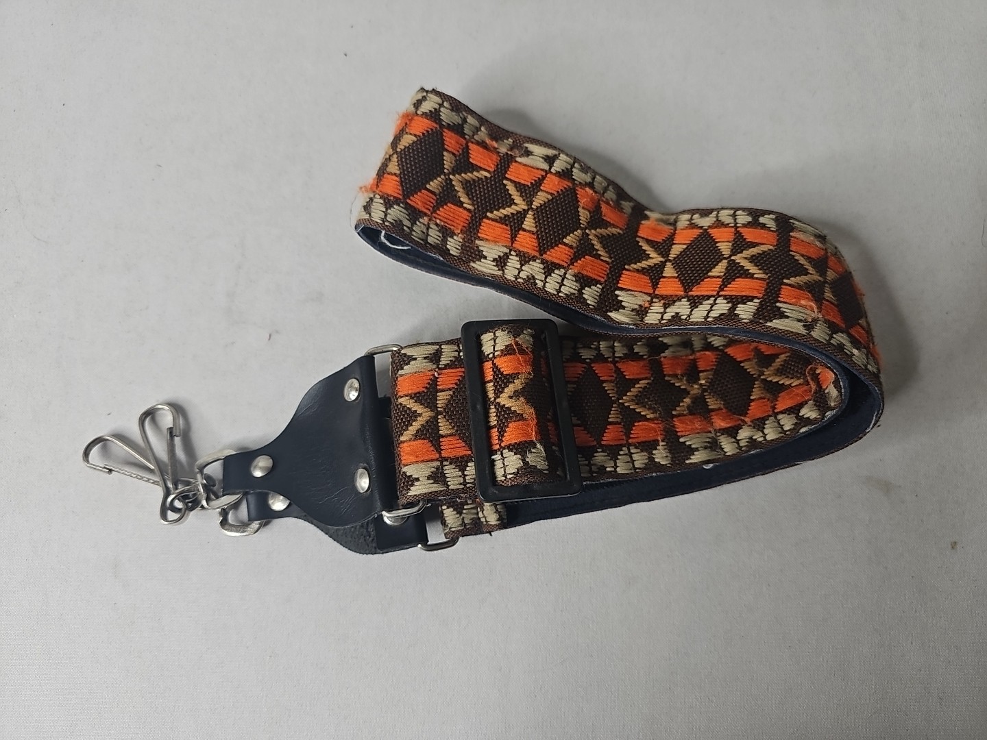 Vintage 1960s 1970s Hippie Camera Strap 29” Long - Oranges & Browns Adjustable