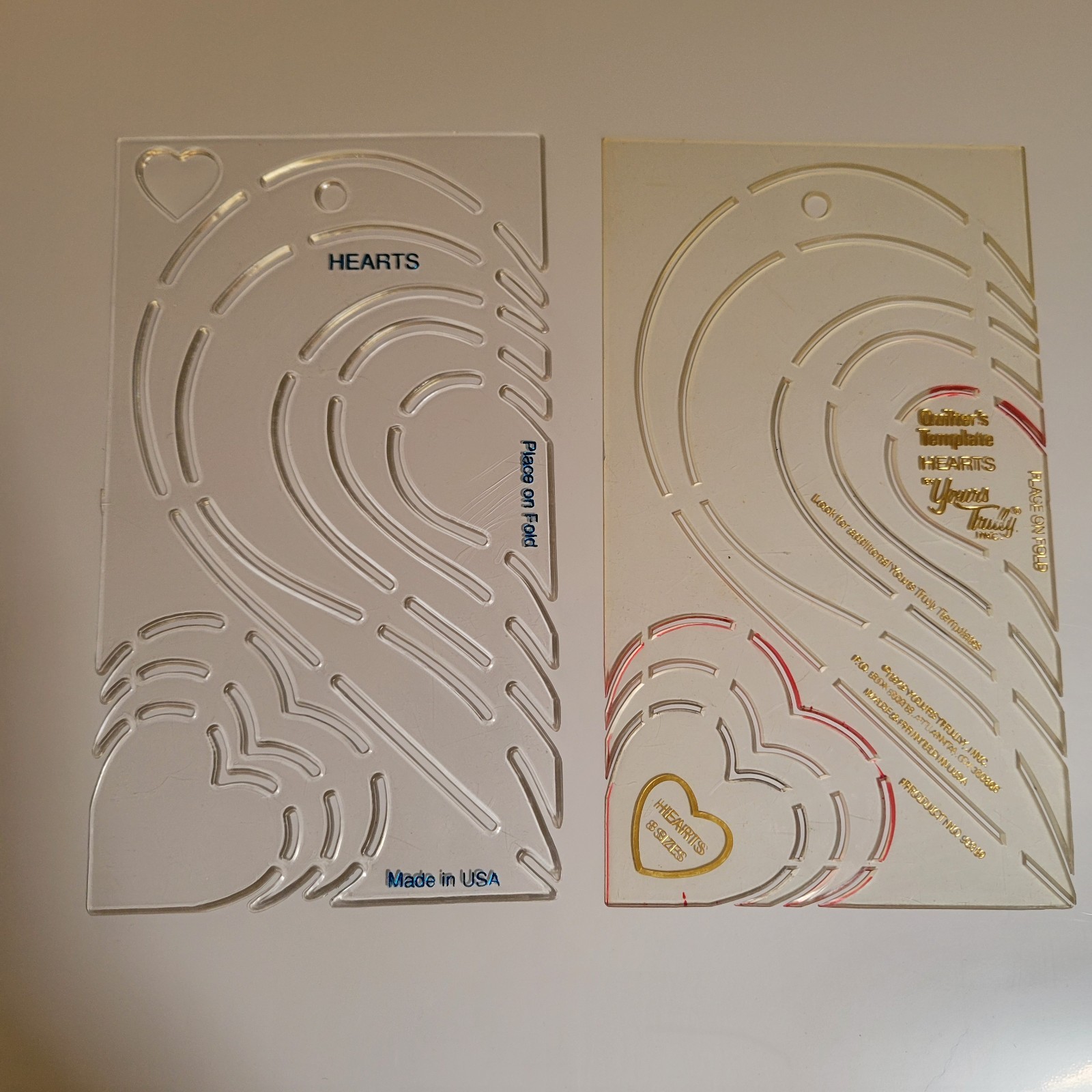 Lot Quilter's Template Hearts by Yours Truly Inc 9319 Valentine Love +1 Stencil