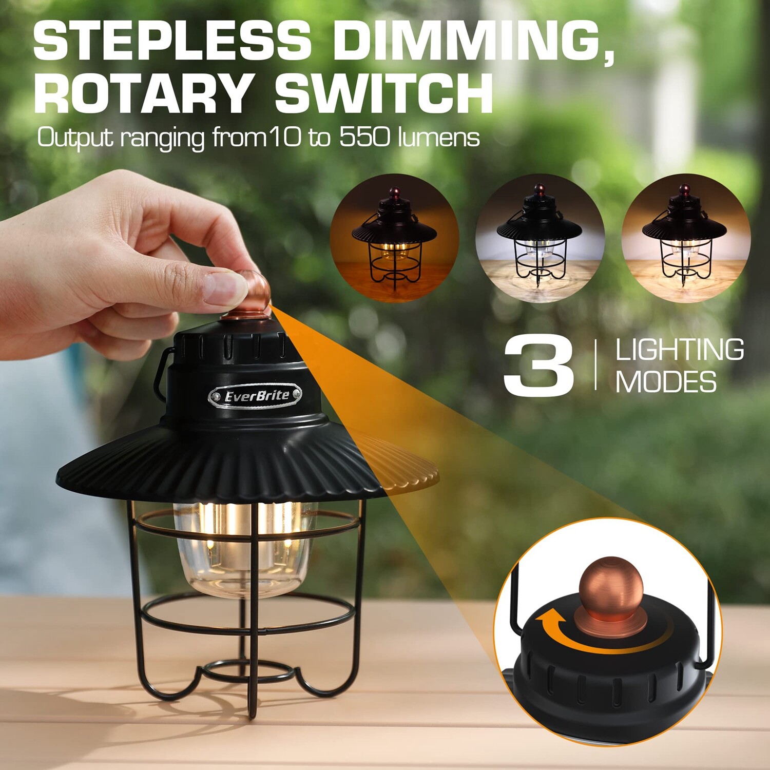 EverBrite LED Camping Lantern 2PK USB C Rechargeable Lantern with 3 Light Modes