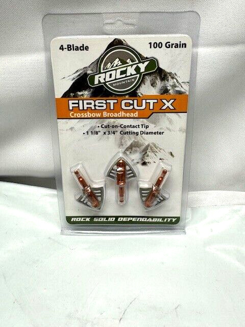 Rocky Mountain First Cut-X Crossbow Broadhead 3-Pack - 100 Grain-4 blade*New