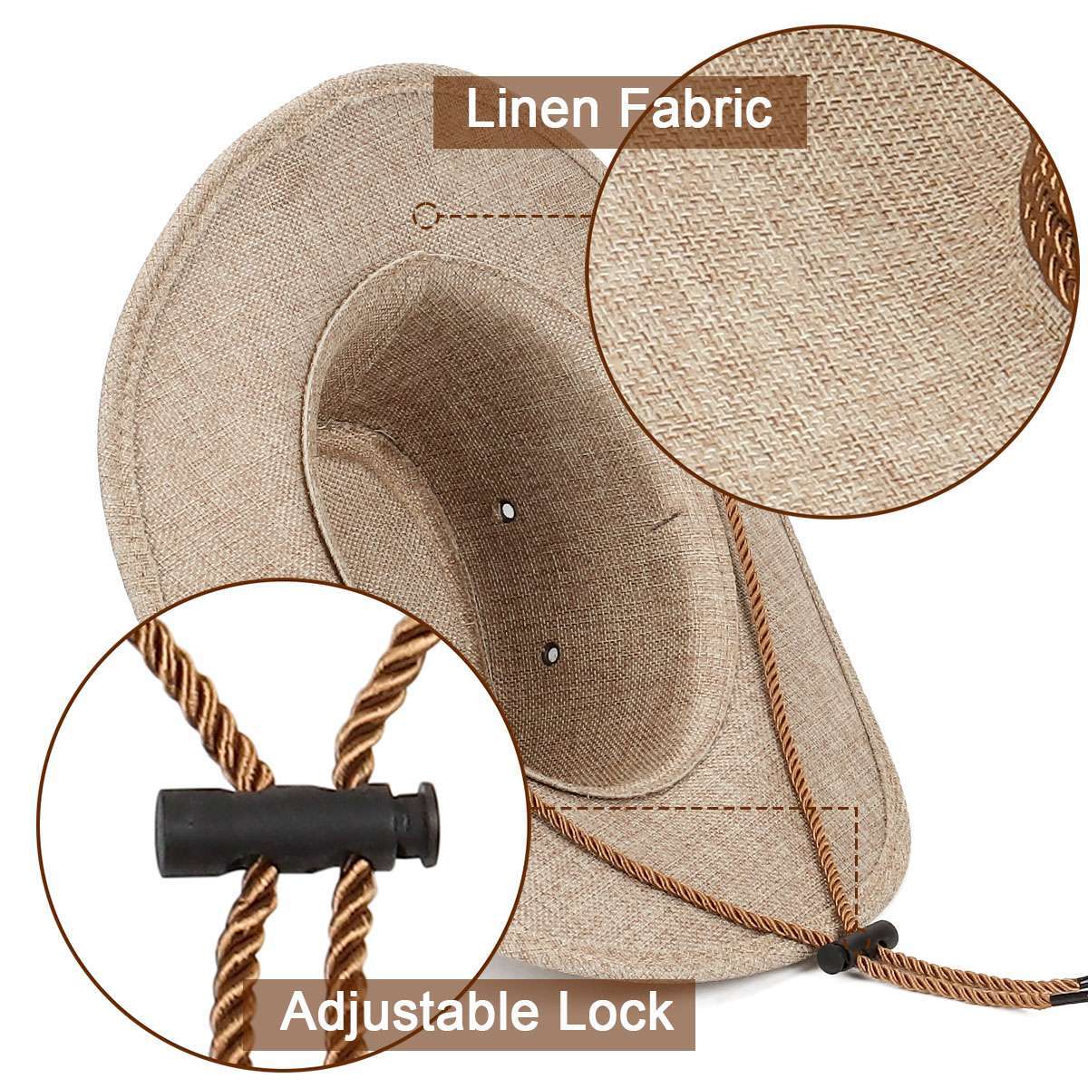 Mens Women Cowboy Fedora Hat Summer Wide Brim Linen Mesh Bucket Cap Outdoor Hats