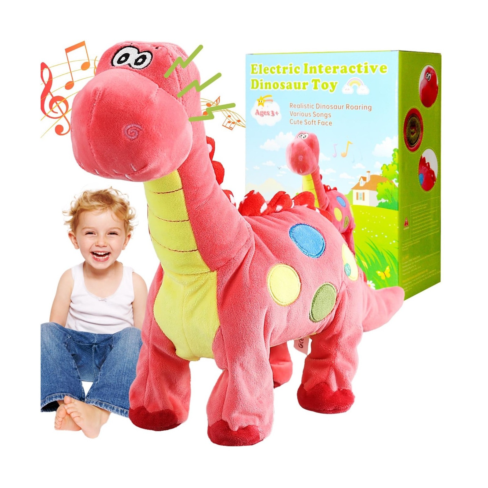 Pink Dinosaur Toys for Girls Walking Nodding, Roaring, Repeating Wh... Fast Ship