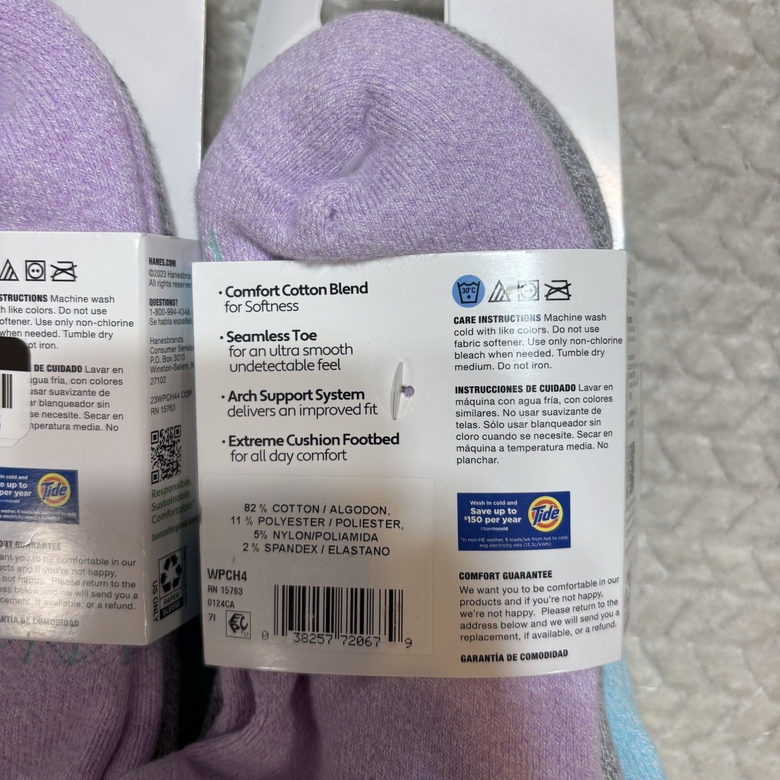 Women’s Hanes Absolute Active No Show Tab Socks 8pr Size 5-9 Multicolor