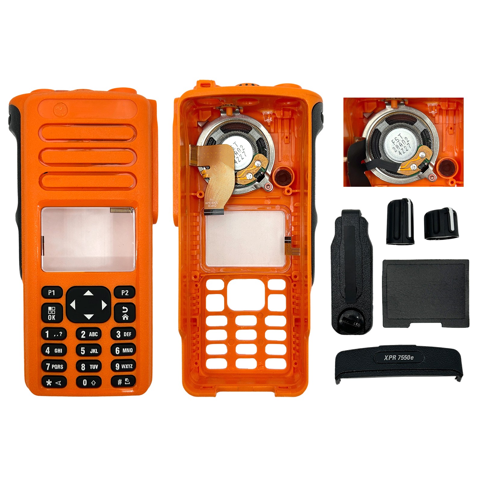 Orange Full-Keypad Replacement Of Front Housing With Speaker For XPR7550E Radio