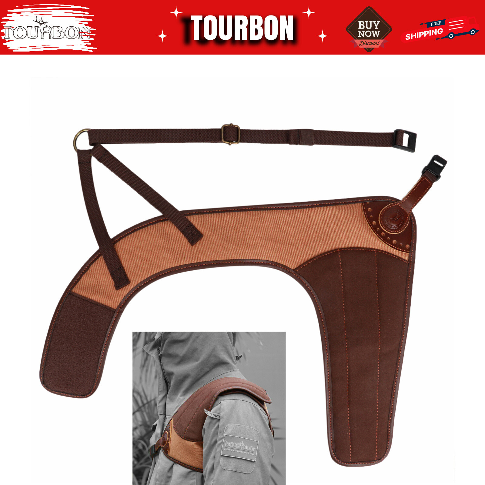 TOURBON Lefty Shooting Guard Shield Recoil Shoulder Pad Field Vest Cushion Mat