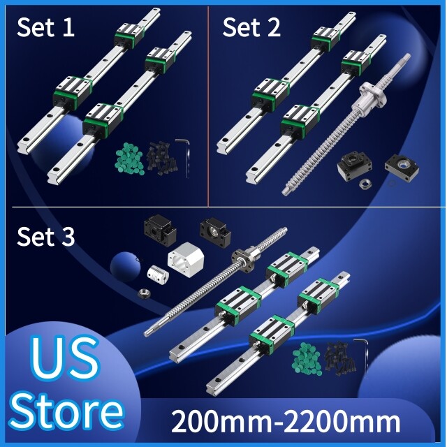 2PCS HGR15/HGR20/HGR25 200-2200mm Linear Guide Rail +4PCS HGH15/20CA Slide Block