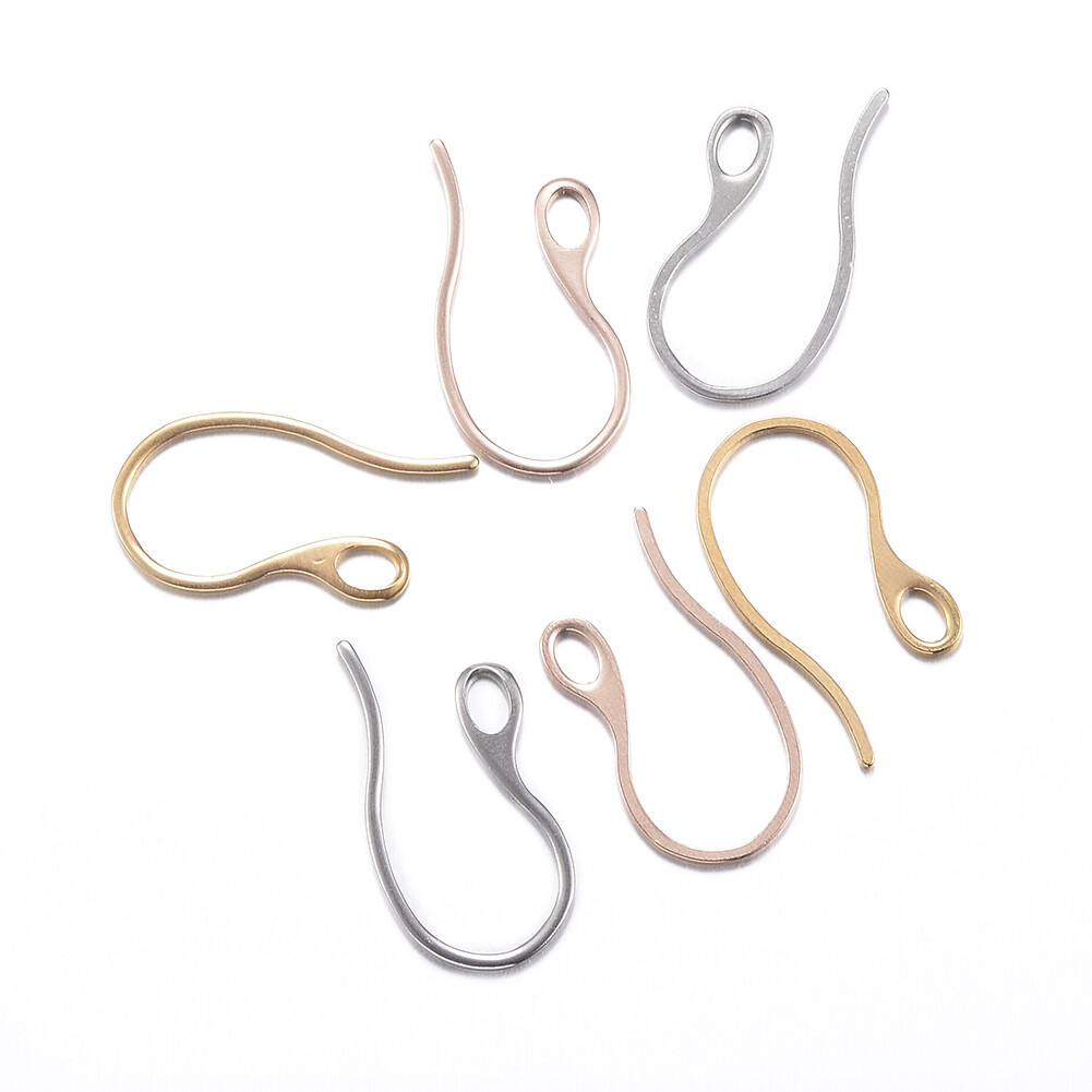 10Pcs Vacuum Plating Stainless Steel Earring Hooks Jewelry Findings 22x11.5x1mm