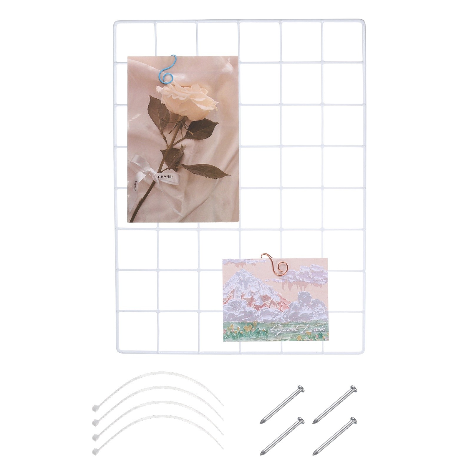 Grid Wall Panels, 15.7" x 11.8" Display Holders Hanging Frame, White
