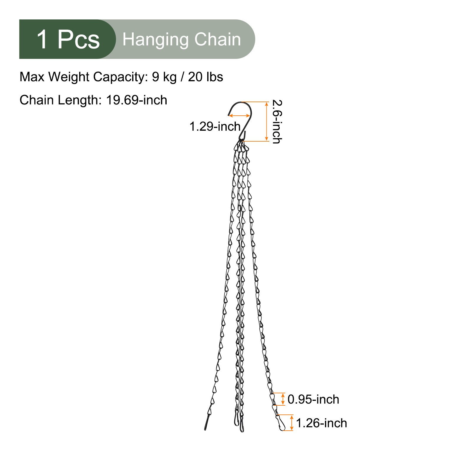 Hanging Chains,4 Point Holders Adjustable Chains w S Hook(Black,19.69")