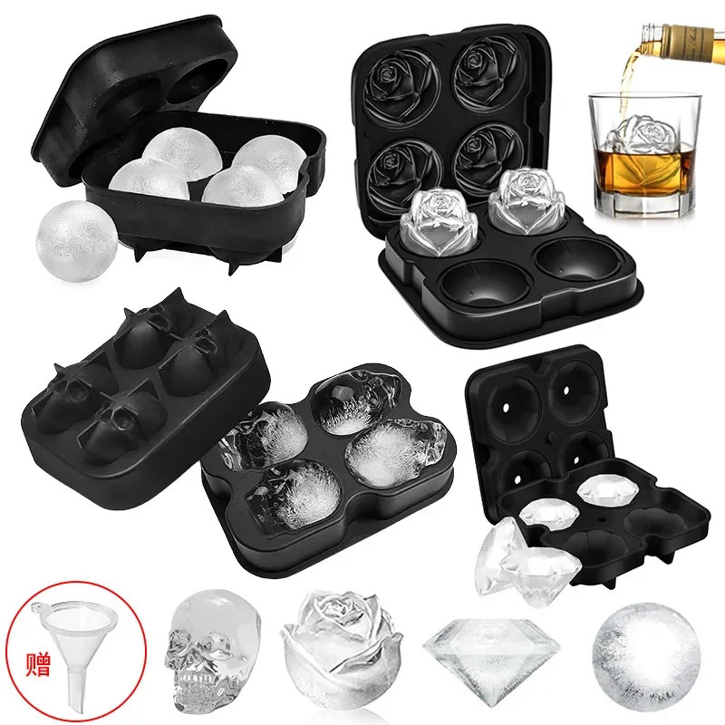 3D Skull Diamond Silicone Ice Mold Reusable Whiskey Ice Cube Tray Tool