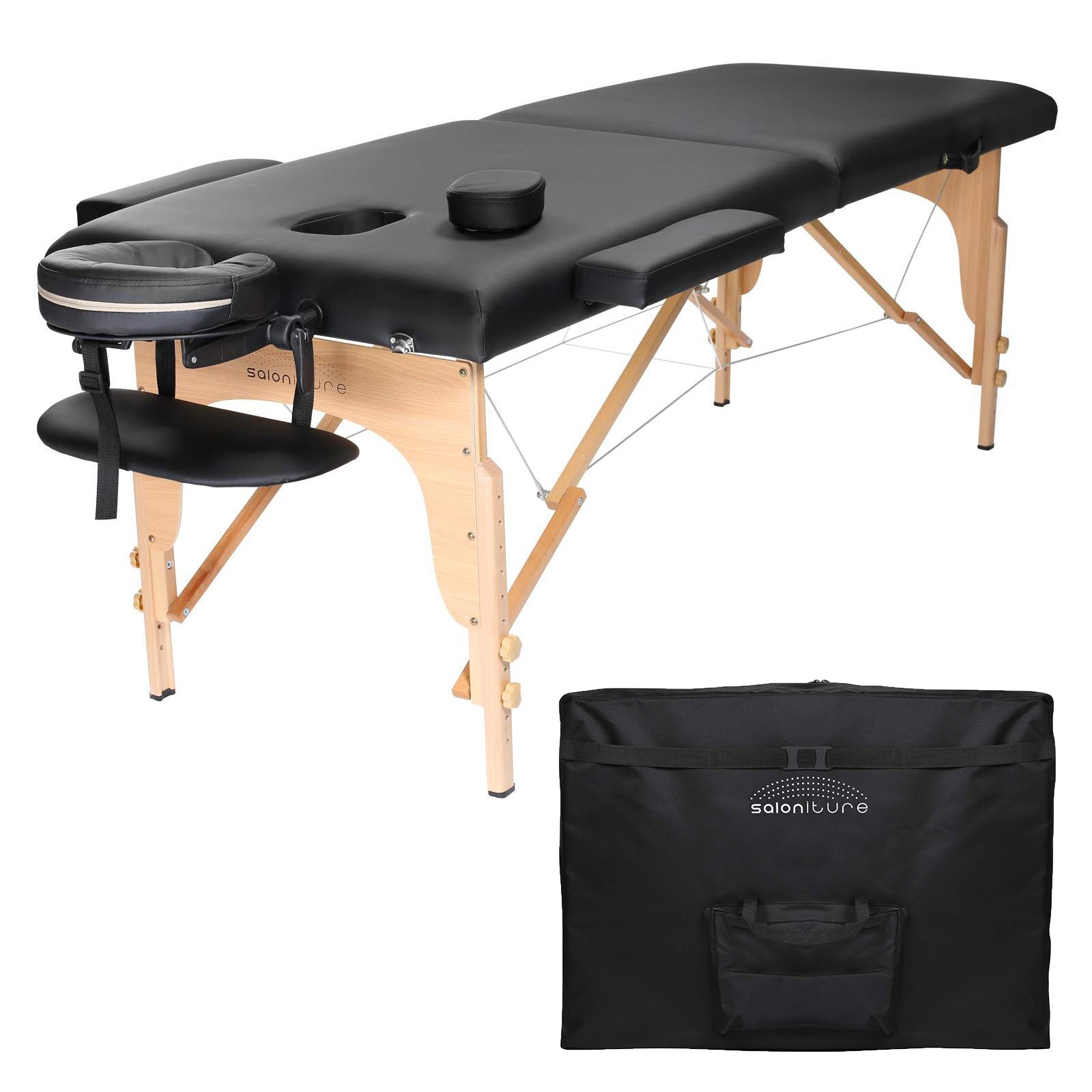 OPEN BOX - Black Portable Massage Table with Carrying Case