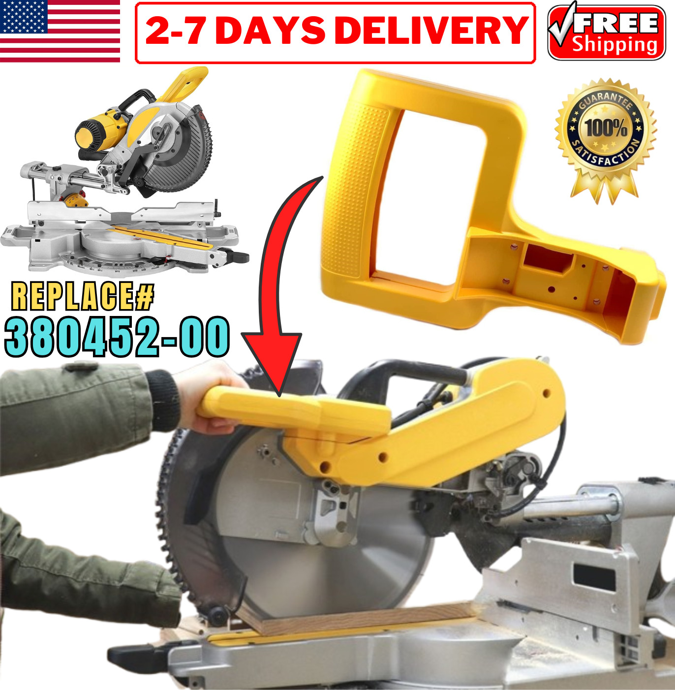 Clamshell Handle for DeWalt DW704 DW705, Black & Decker Miter Saw Type 1,2,3,4,5