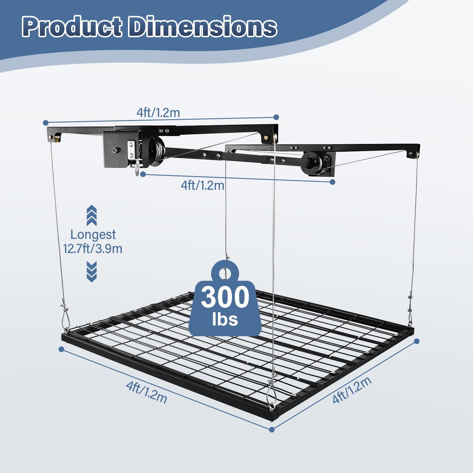 Overhead Garage Lifting Storage Rack, Garage Storage Rack, Adjustable Height Gar