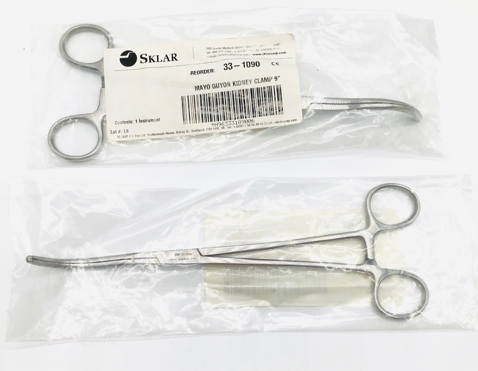 Sklar 33-1090 Mayo Guyon Kidney Clamp 9" - LOT of 2 - NEW