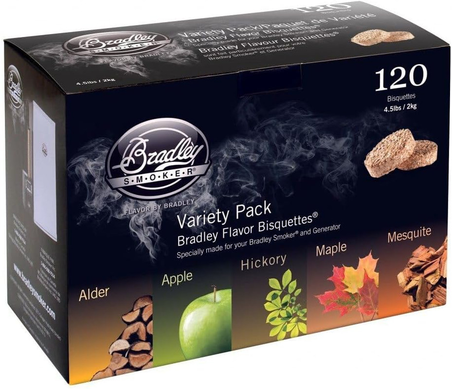 Bradley Smoker Bisquettes for Grilling and BBQ, 5 Flavour Variety, 120 Pack