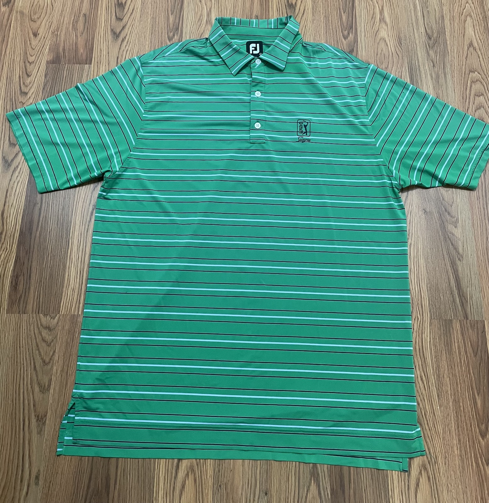 FootJoy Polo Mens Extra Large Green Stripe TPC Sawgrass Performance Stretch Golf