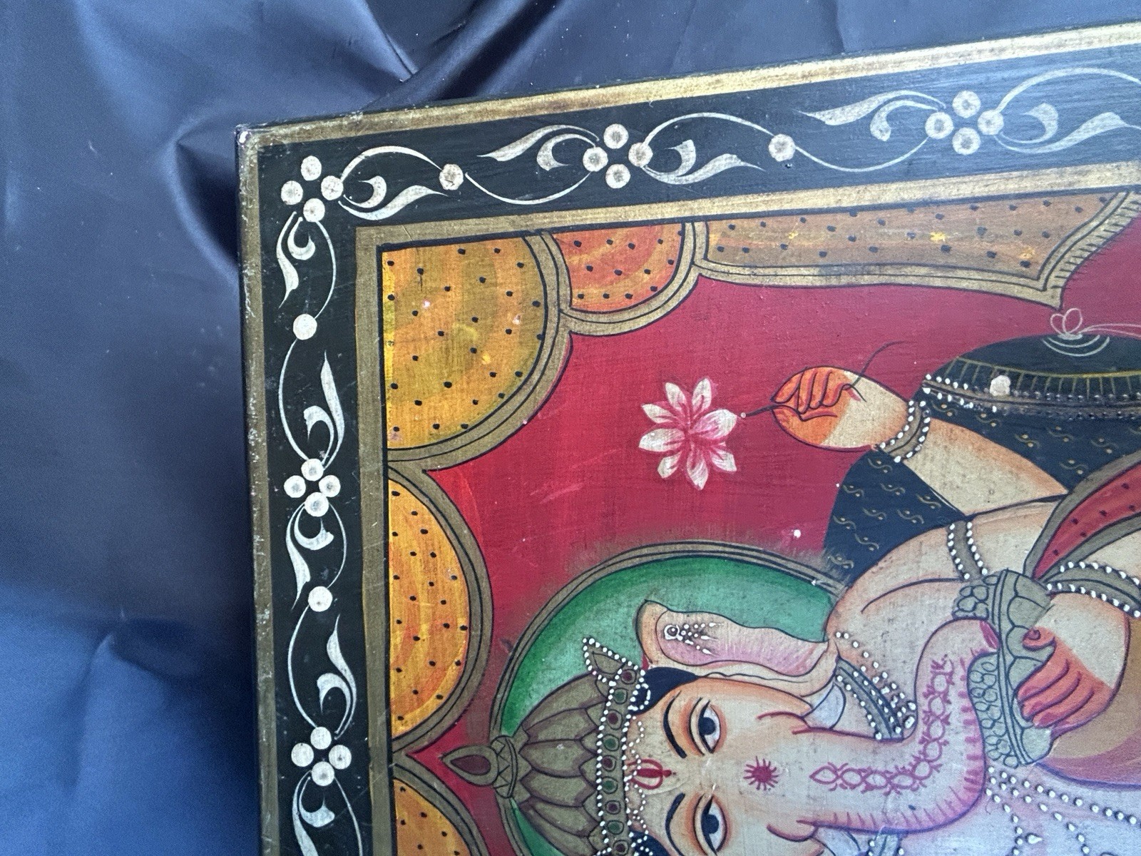 Gorgeous Painted Ganesha Foot Stool/Ottoman Table