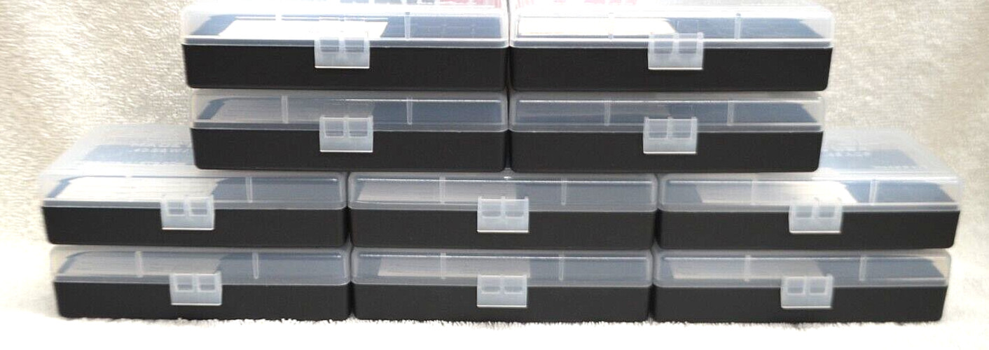 10 x BERRY'S PLASTIC AMMO BOX, CLEAR/BLACK 50 Round 45/40/10MM - FREE S/H