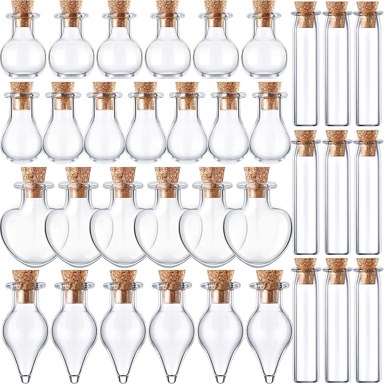 50 Pieces Mini Jars with Cork Stoppers Tiny Cork Glass Bottles Small Wishing , M