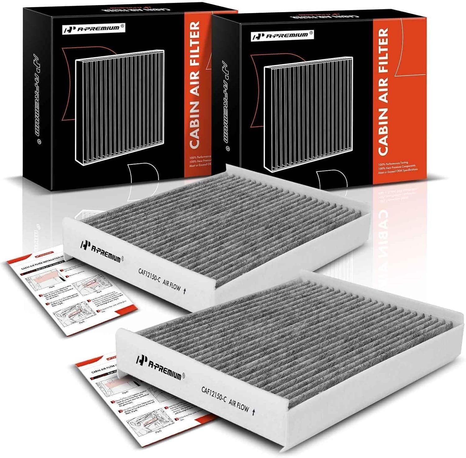 2-PC Cabin Air Filter with Activated Carbon Compatible with Ford & Lincoln -