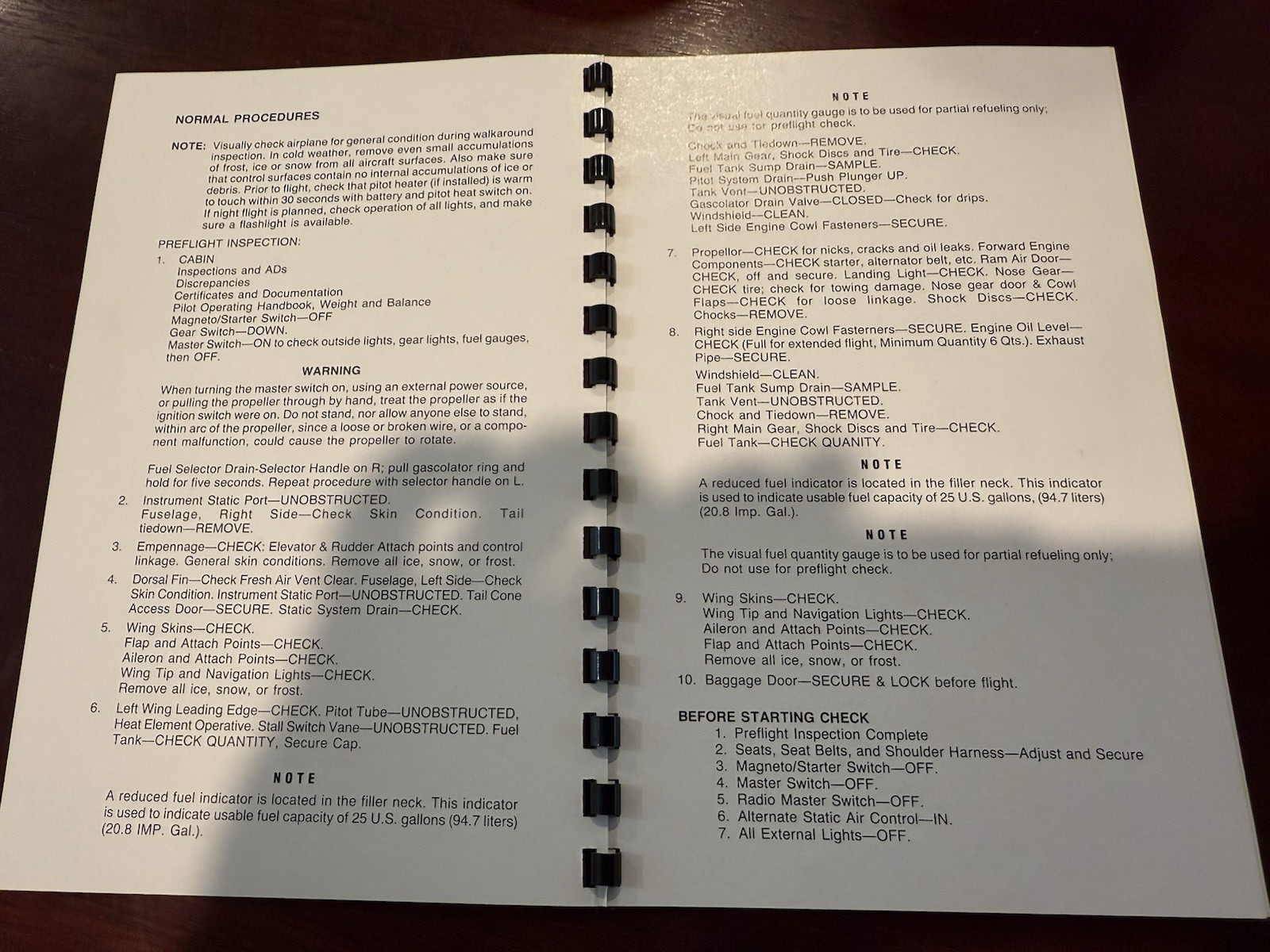 Mooney 201 UND Aviation Pilot Checklist