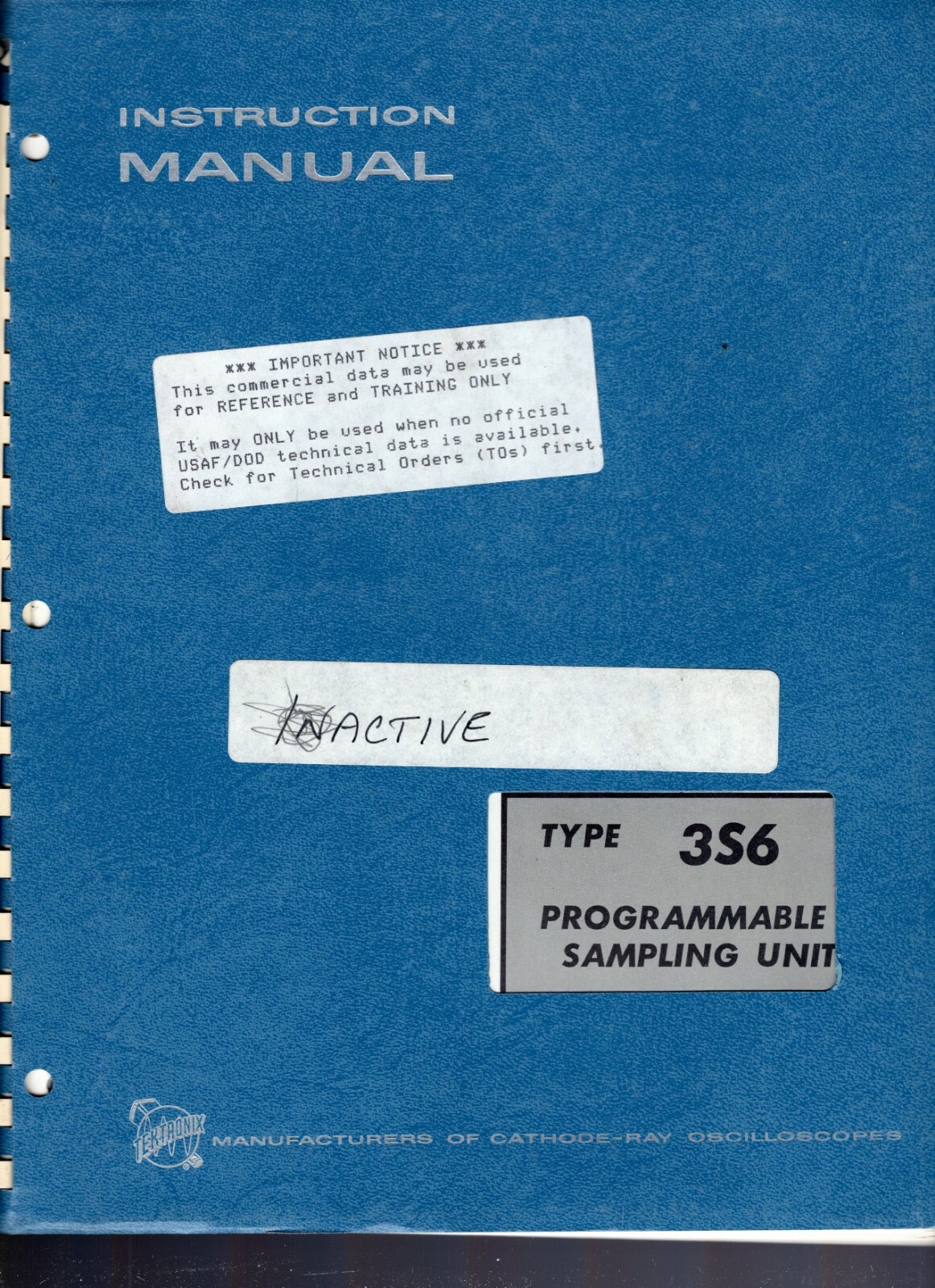 Original Tektronix Type 3S6 Programmable Sampling Unit Instruction Manual