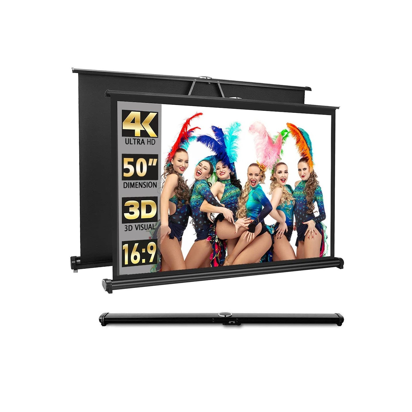 New Portable Mobile 50 Inch Projector Screen Pull Down, 16:9 Projector Screen...