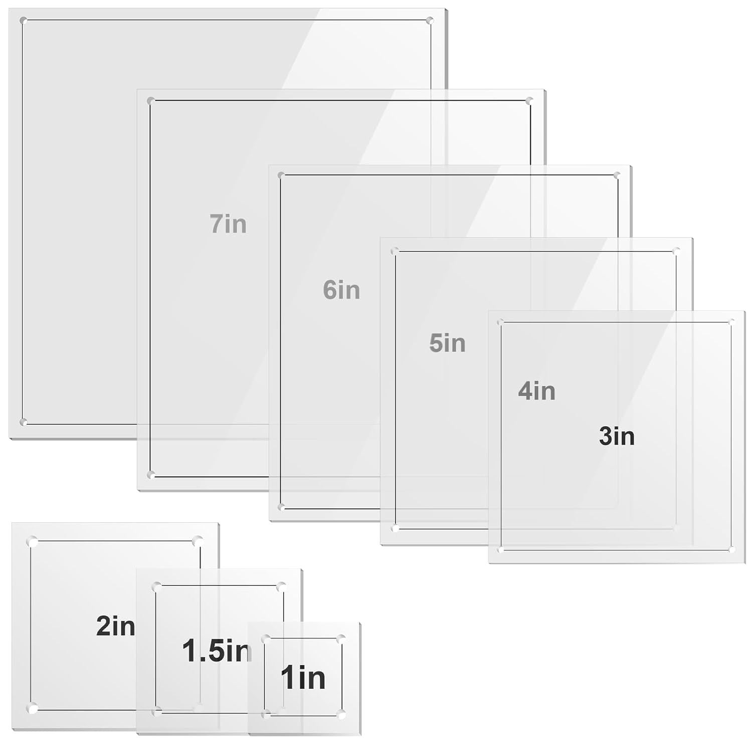 8 Pcs Square Quilting Templates and Rulers 1/1.5/2/3/4/5/6/7 Inch Acrylic Quilti