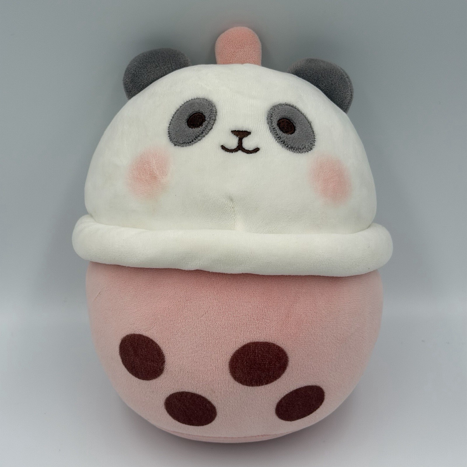 Miniso Milk Tea Boba Panda 7.5” Plush Stuffed Animal  Toy Used