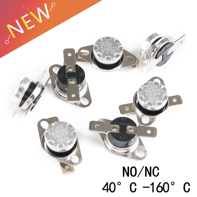 10Pcs KSD301 250V 10A 40~160 degree Ceramic Normally Open/Normally Closed