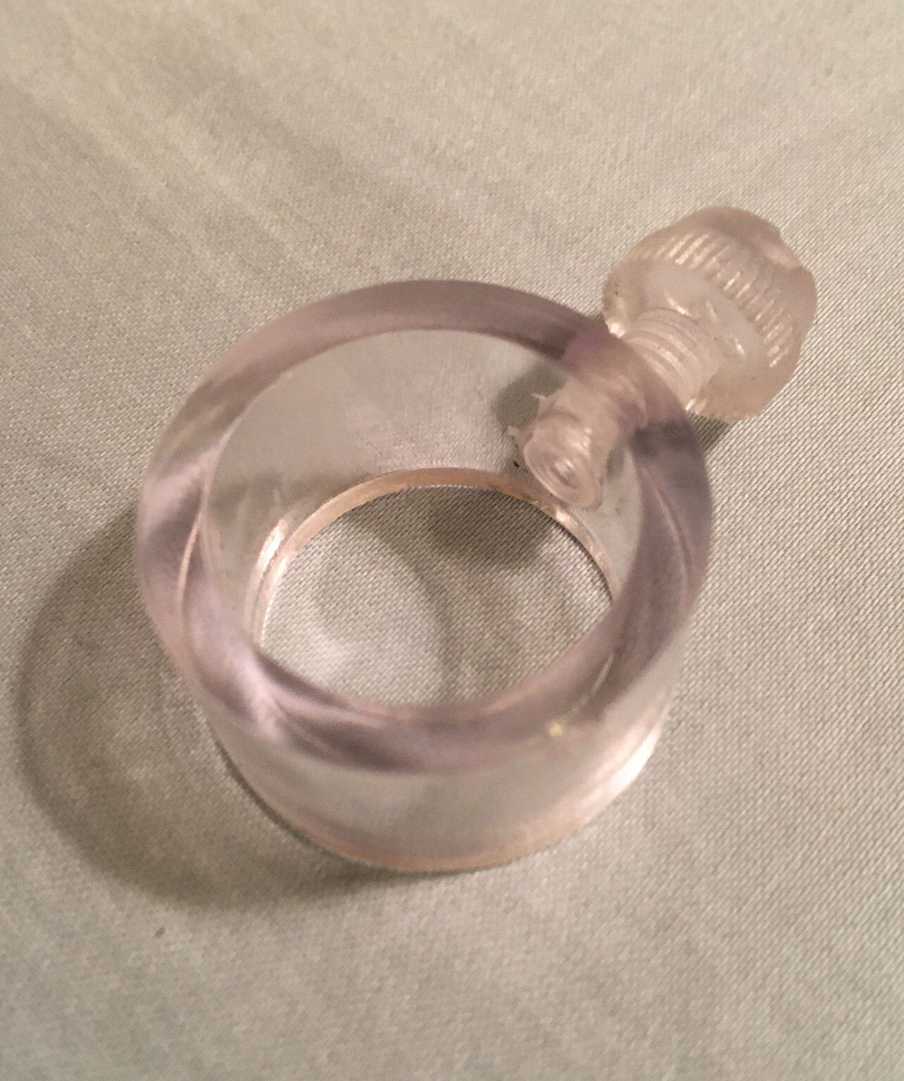 Acrylic round clamp, retail POS signage hardware, about 3/4” diameter, threaded