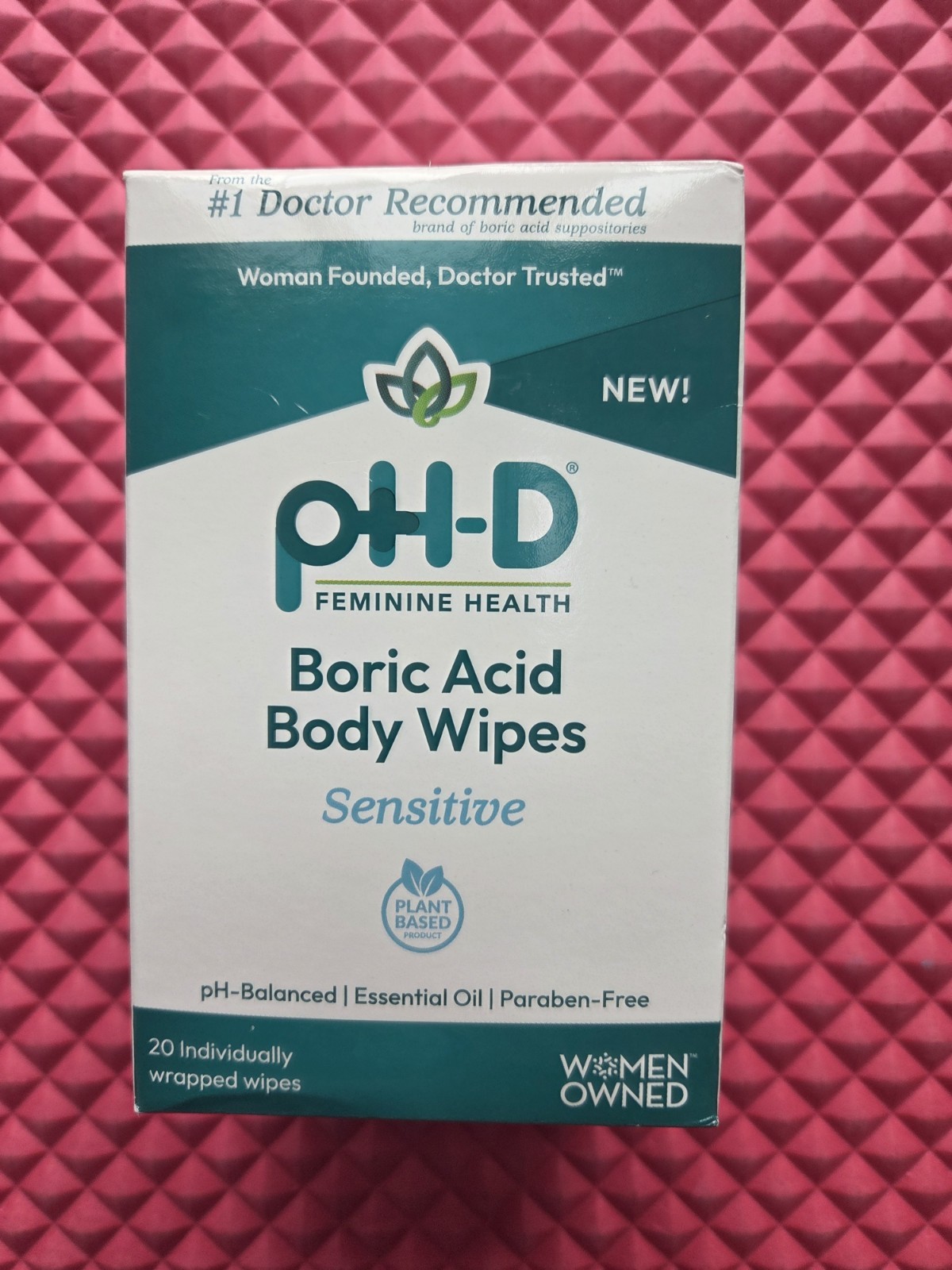 pH-D Feminine Health - Boric Acid Wipes - Holistic Body Wipes - Travel Exp 06/27