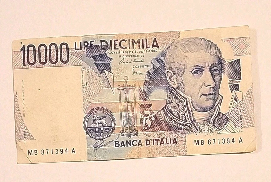 1984 Bank Of Italy Alessandro Volta 10000 Italian Lire Diecimila Banknote