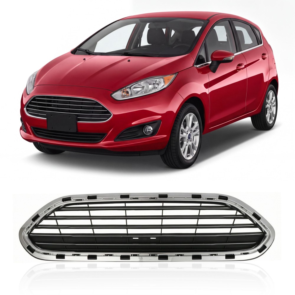 Front Chrome Upper Grille Grill For 2014-2019 Ford Fiesta 4DR D2BZ-17B968-AA