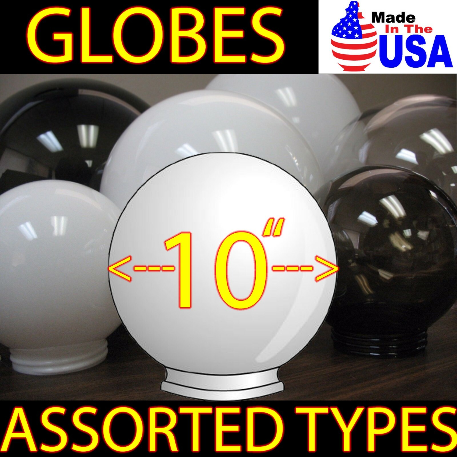 LAST of 10" LIGHT GLOBE SPHERE SHADE REPLACEMENT Plastic COVER Hole Lip OPENING