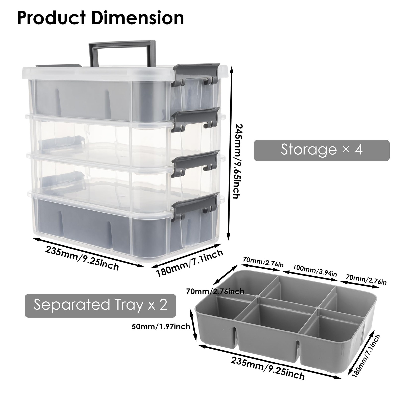 Grey&White Modern Plastic Storage - 4-Layer Durable Craft Storage Containers ...