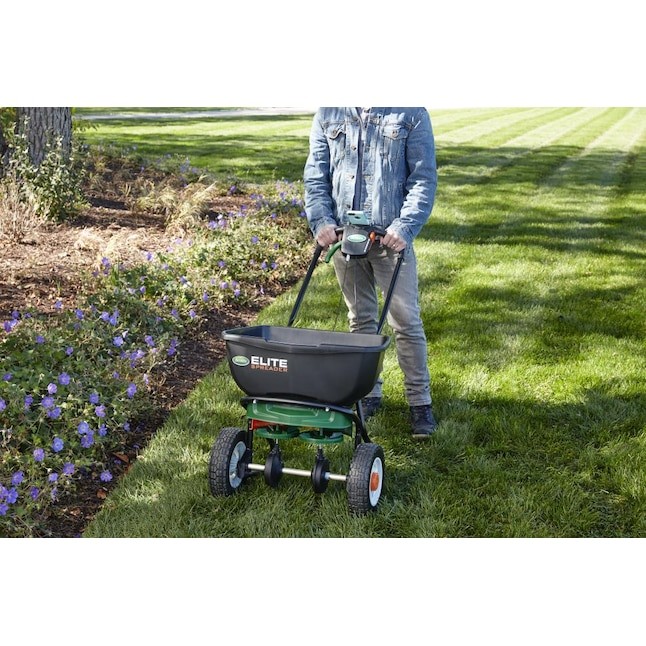 Scotts Elite Spreader Broadcast Spreader 80-lb Capacity Compatible with Ice Melt