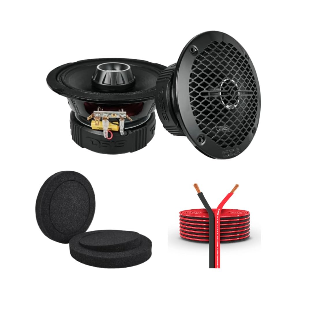 DS18 Ultimate Sound Bundle: Pair PRO-ZT6 Midrange Speakers, Foam Rings &...