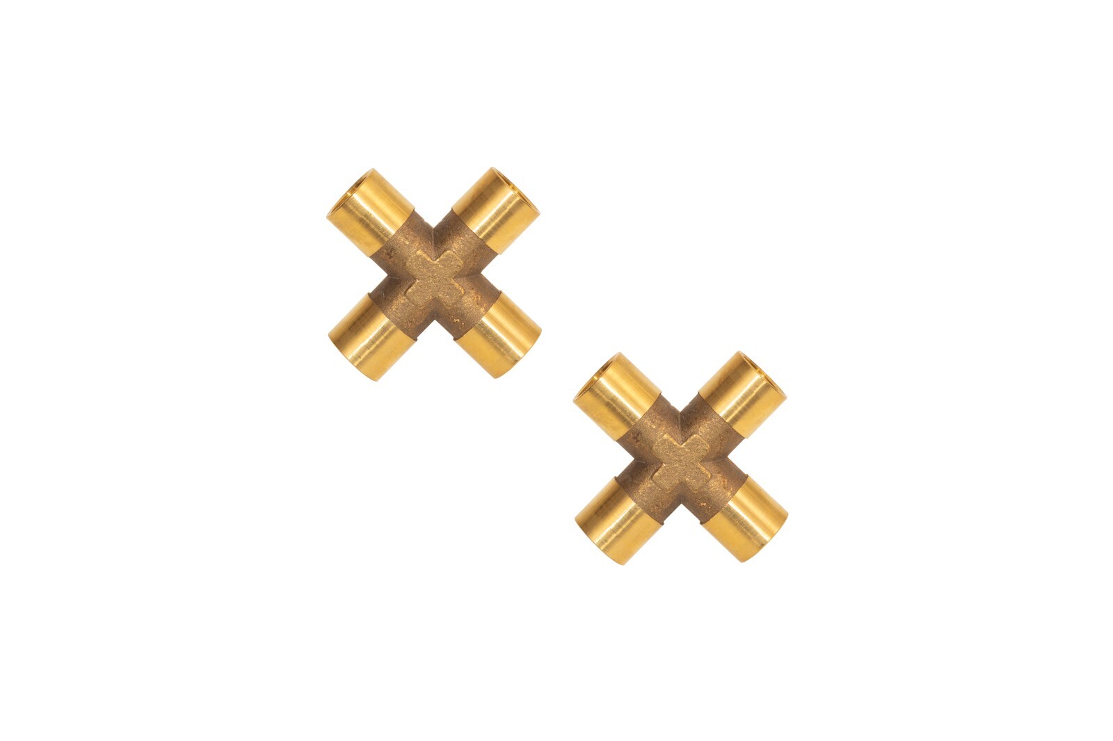 2-PC 1/4" Female Brass Cross Air Fitting Extruded Forged Pipe