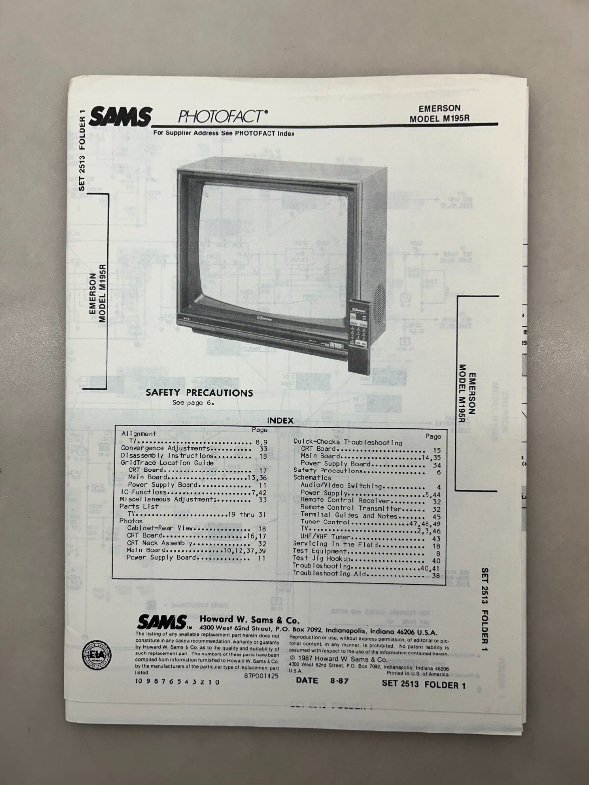 Emerson M195R Service Manual Sams Photofact Free Shipping