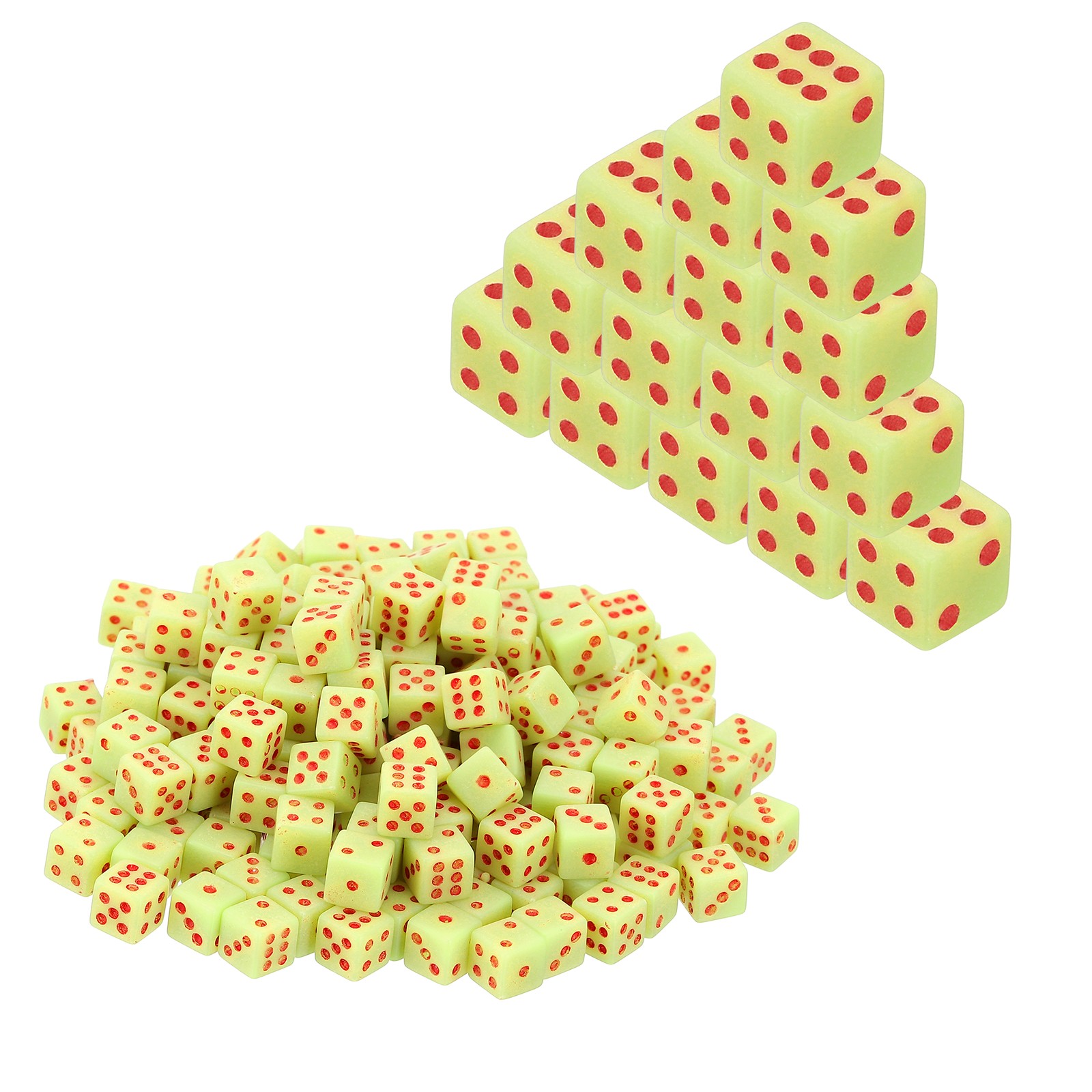 200Pcs Mini Acrylic Polyhedral Dice 5mm 6 Sided Square Corner Dice, Green