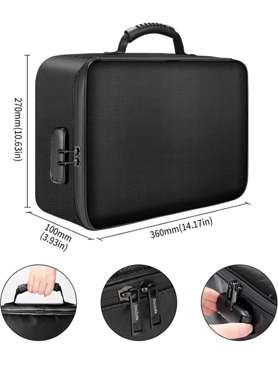 Fireproof/Water Resistant 3-Layer Document Storage Case w/ Lock