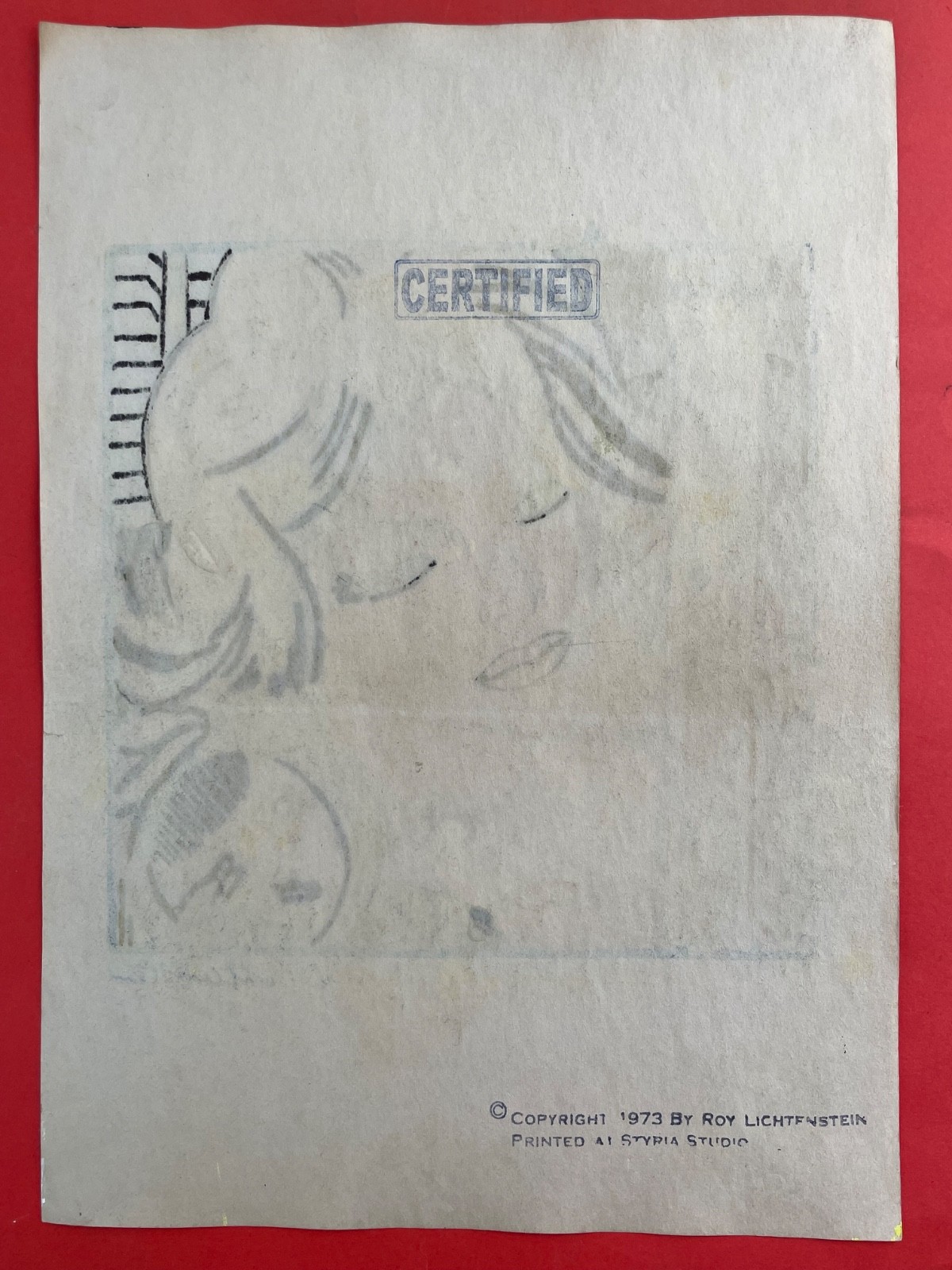Roy Lichtenstein (Handmade) Drawing On Old Paper signed and stamped