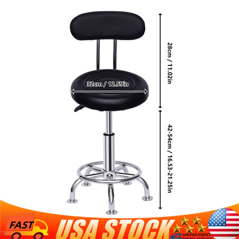 Work Shop Stool Bench Hydraulic Chair Bar Garage Adjustable Height+Back+Footrest