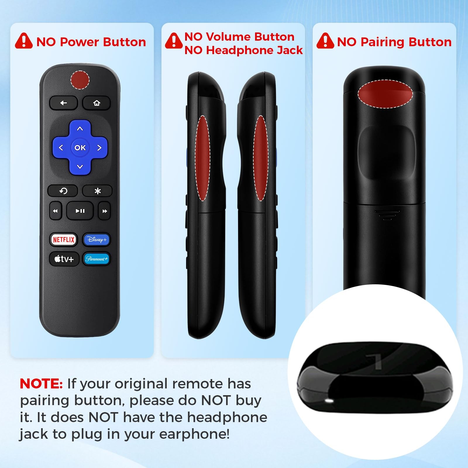 2 Packï¼‰ Replacement Remote for Roku-Box-Express-Player-Premiere - NOT for A...